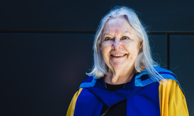 Former National Poet of Wales honoured alongside Welsh graduates at Open University in Wales ceremony in Newport.